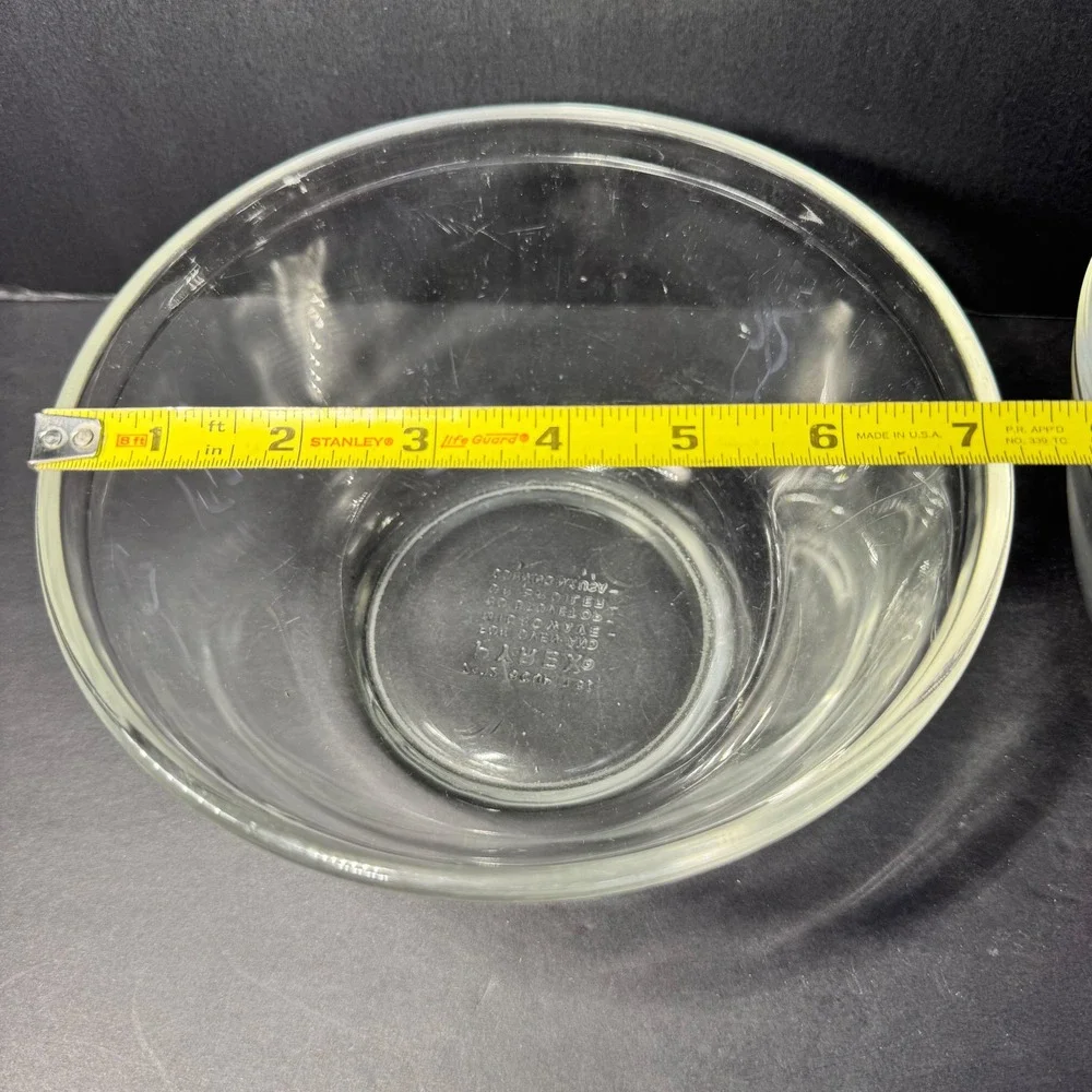 Pyrex 7402 Clear Glass Mixing Bowls Set of 2 1.5 Quart‎ 6 Cup Round Made in USA